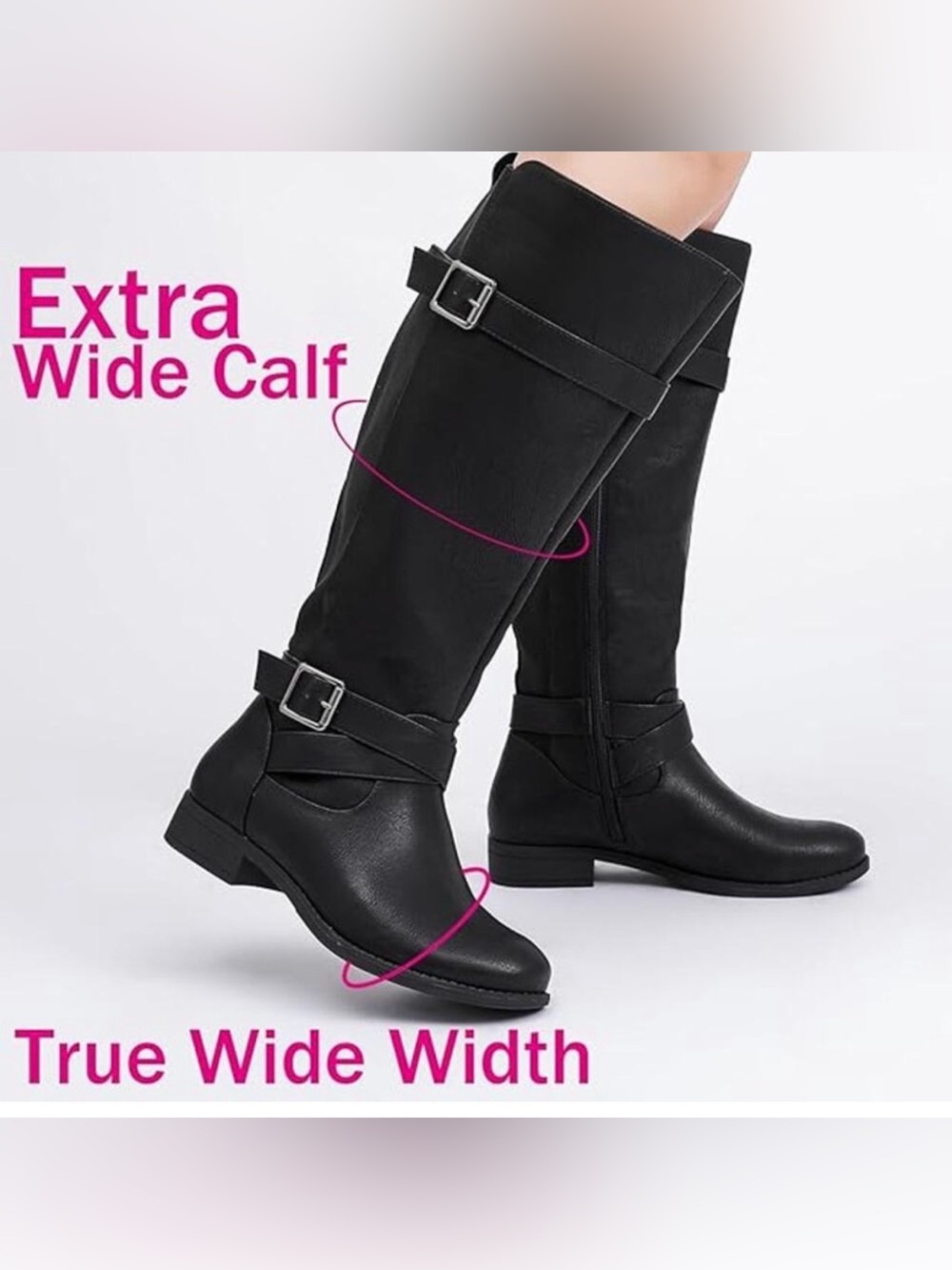 Wide Calf Knee-High Heeled Boots | Size 11.5 Extra Wide